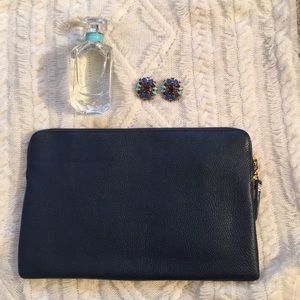 NEW Navy Leather Clutch