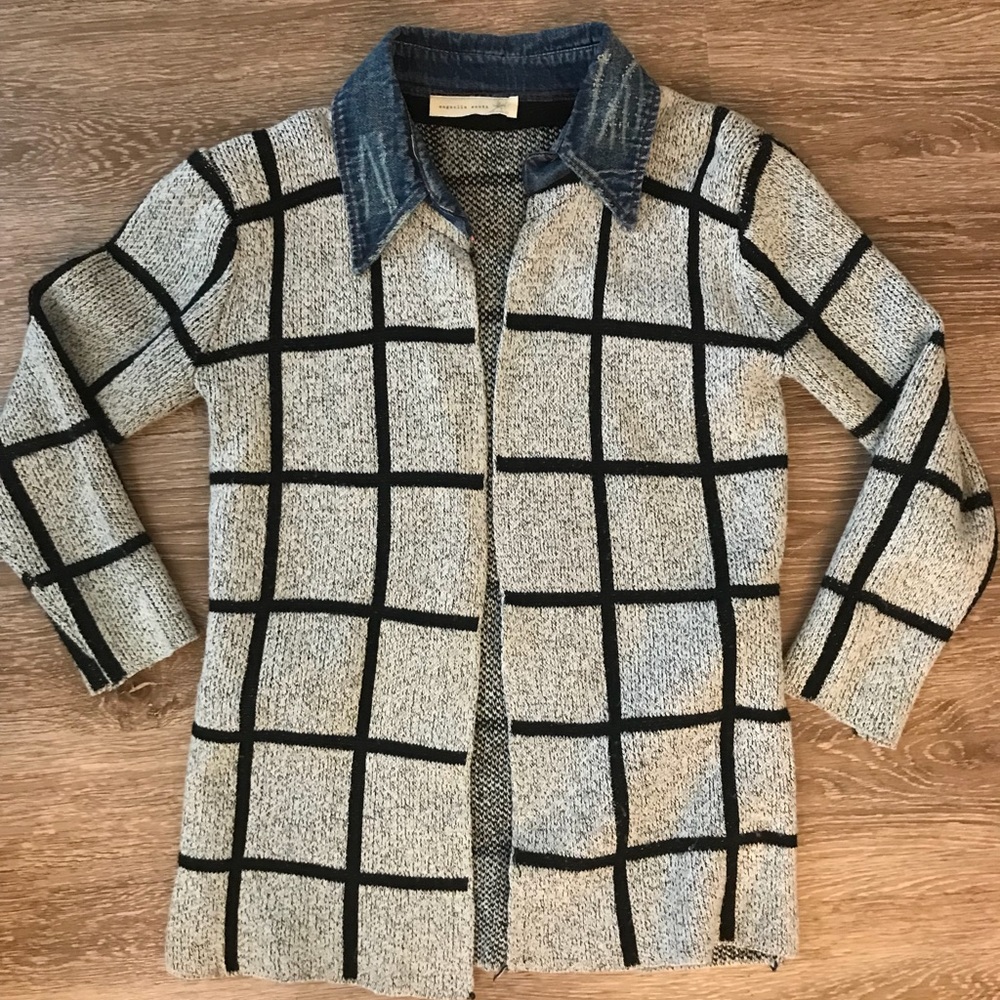 Funky, warm jacket with denim collar