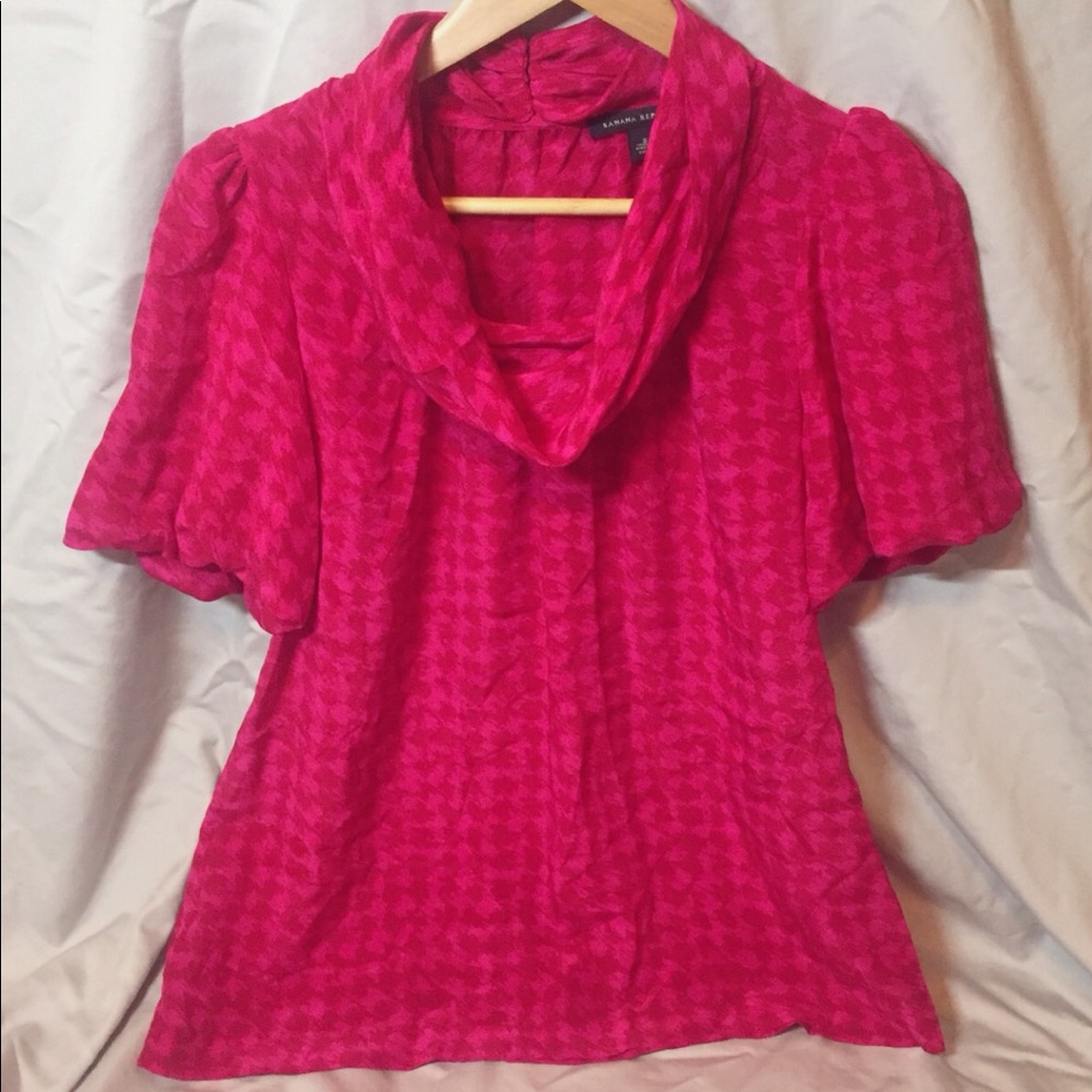 Banana Republic silk houndstooth top