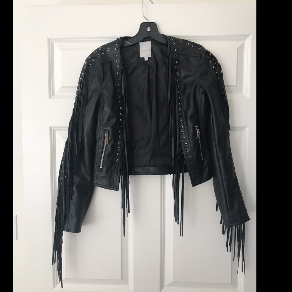 Fake Leather Fringe Jacket