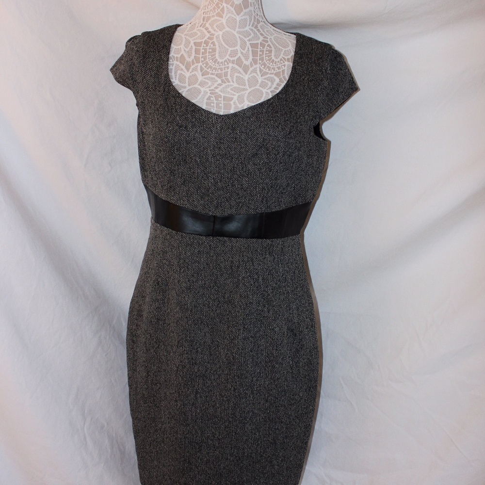 H&M Tweed Dress with Faux Leather Trim - NWOT