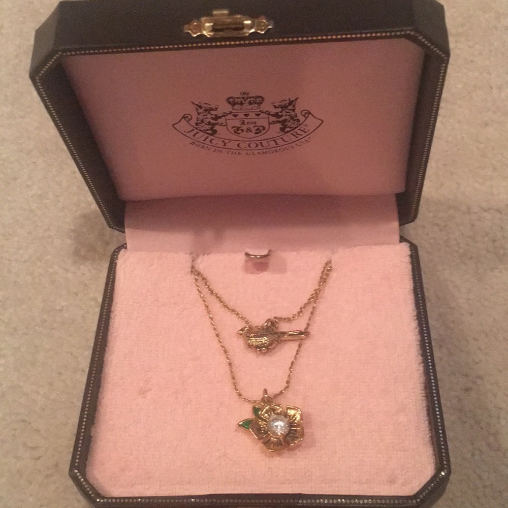 Juicy Couture Bird and Flower Double Necklace.