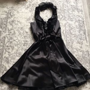 WHBM Halter Satin Dress. Black. Sz 8
