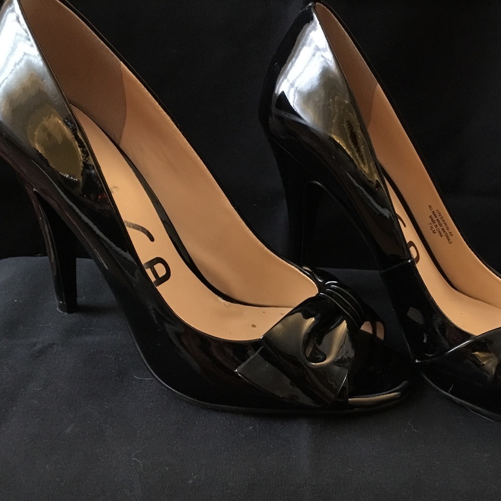 Black, patent leather, heels