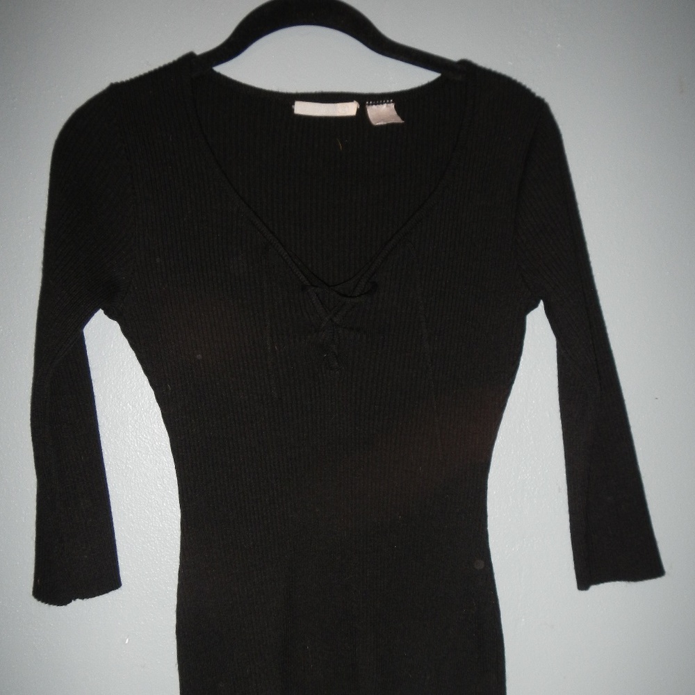 Sexy lace-up black sweater