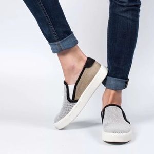 Vince | mesh & tan leather trim slip ons