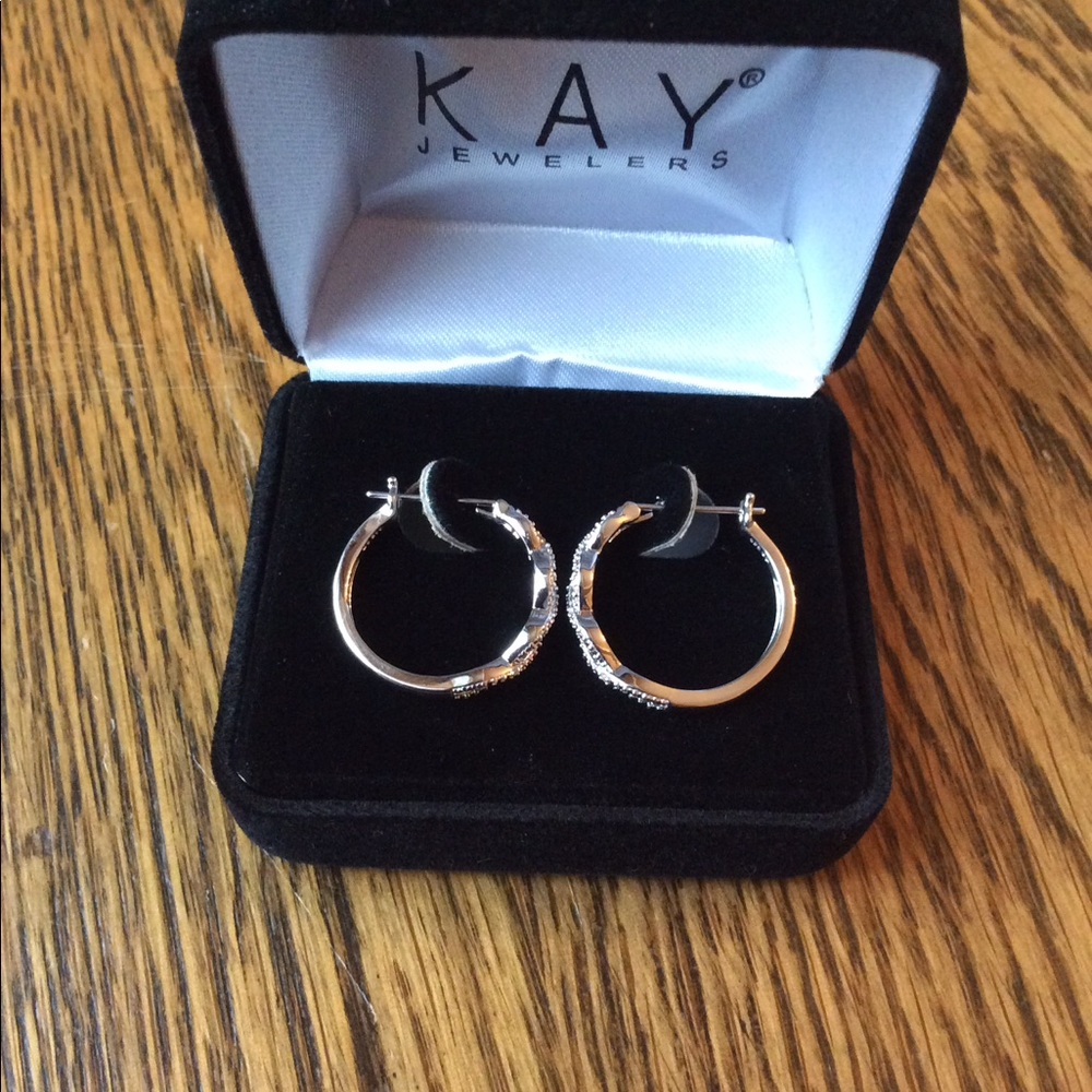 LAST PR 💗Kay Jewelers Sterling & Diamond Earrings - Picture 5 of 6
