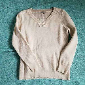 Smartwool Cream V Neck Merino Wool Sweater