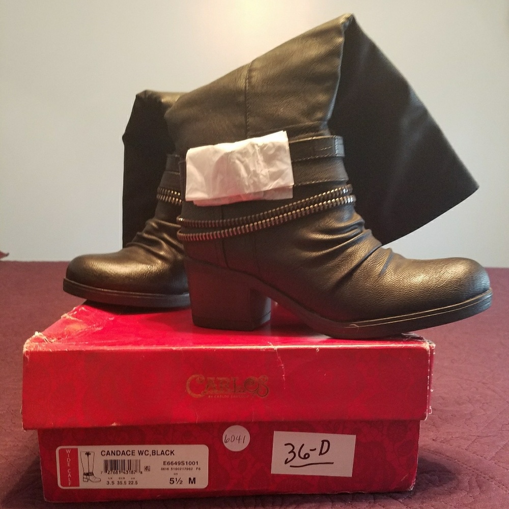 Carlos Santana Candace black wide calf boots