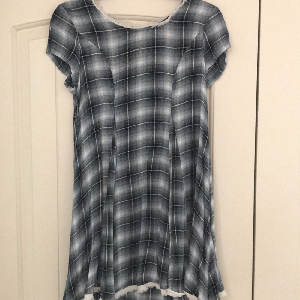 Blue plaid dress with zip