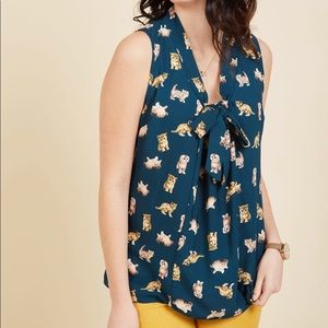 Modcloth/ Jesssy B sleeveless top in Cat print 3X