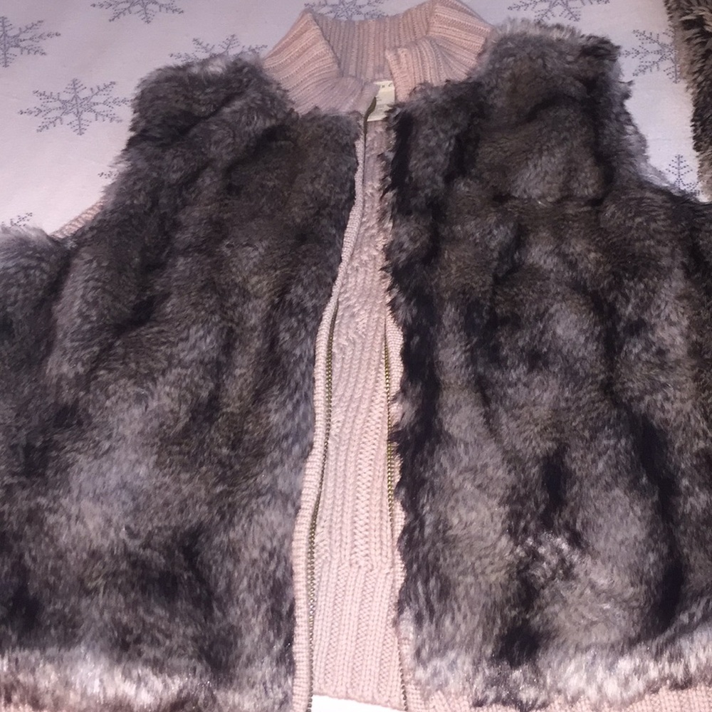 Faux Fur Knit Vest SIZE LG (14) GIRLS