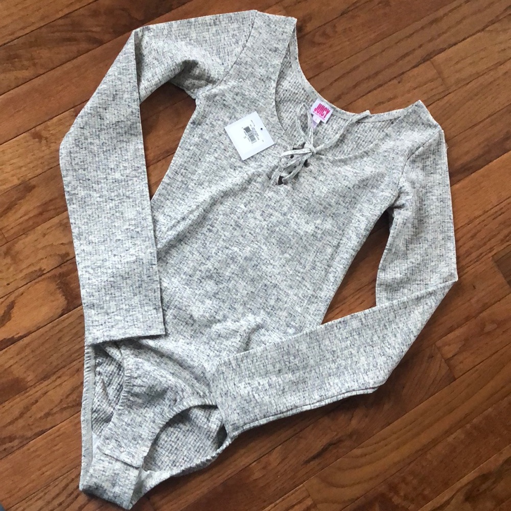 Juicy Couture Knit Lace Up Long Sleeve Bodysuit