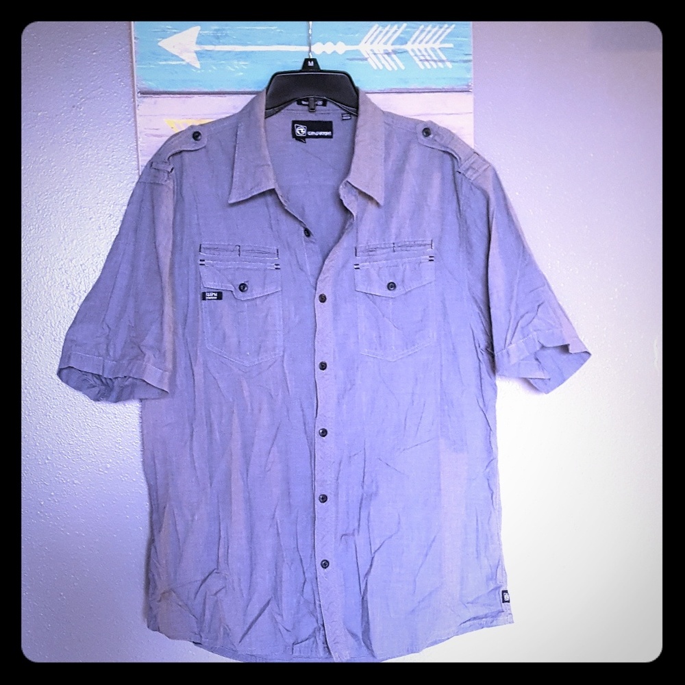 Final《Ocean Current》Steel Gray Button Down Polo