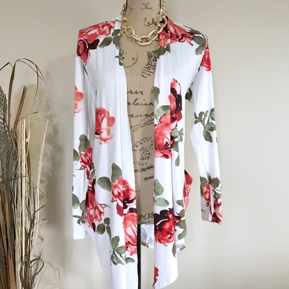 Last 1! Floral print open cardigan - Picture 2 of 6