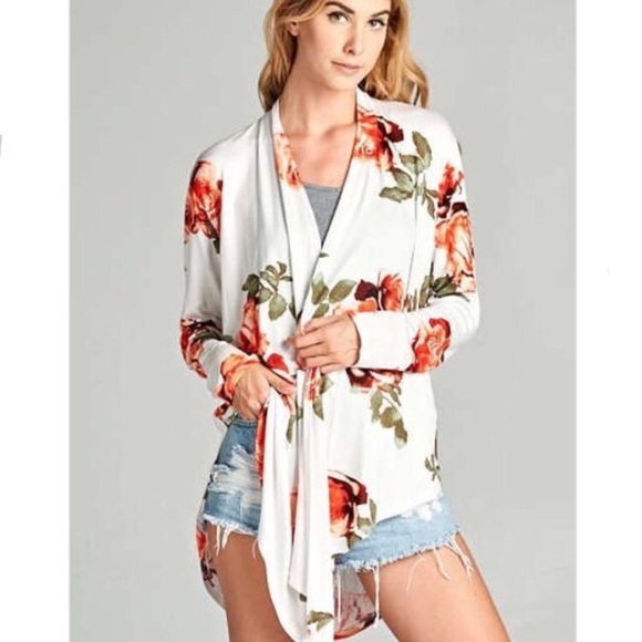 Last 1! Floral print open cardigan - Picture 4 of 6