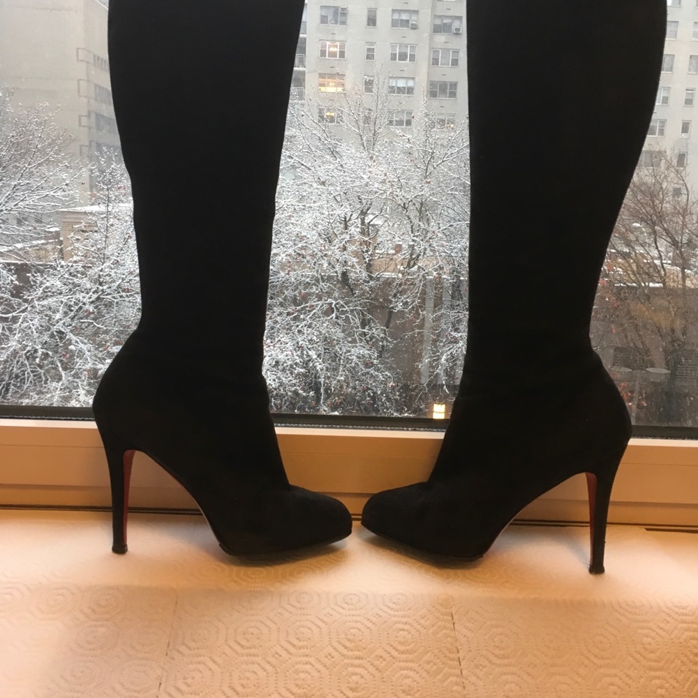 LOUBOUTIN Black Suede boots Sz 37 - Picture 2 of 8