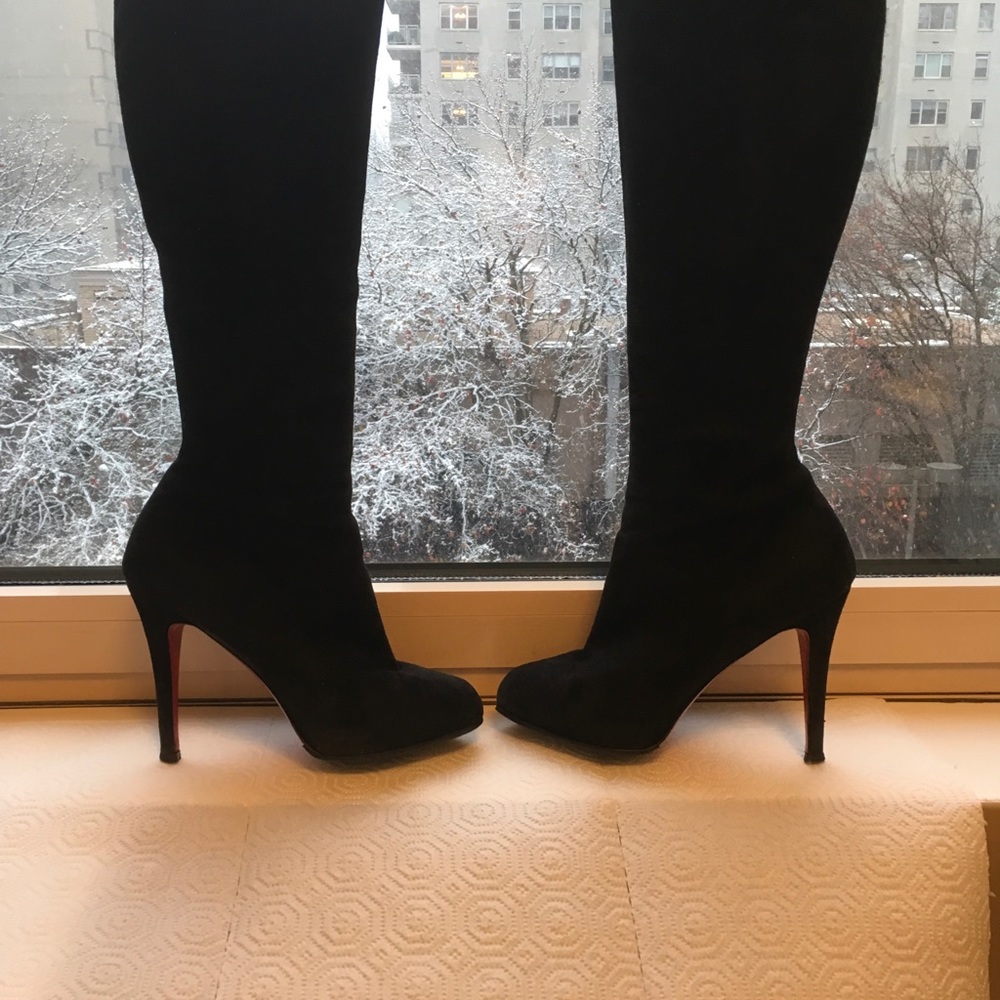 LOUBOUTIN Black Suede boots Sz 37 - Picture 5 of 8