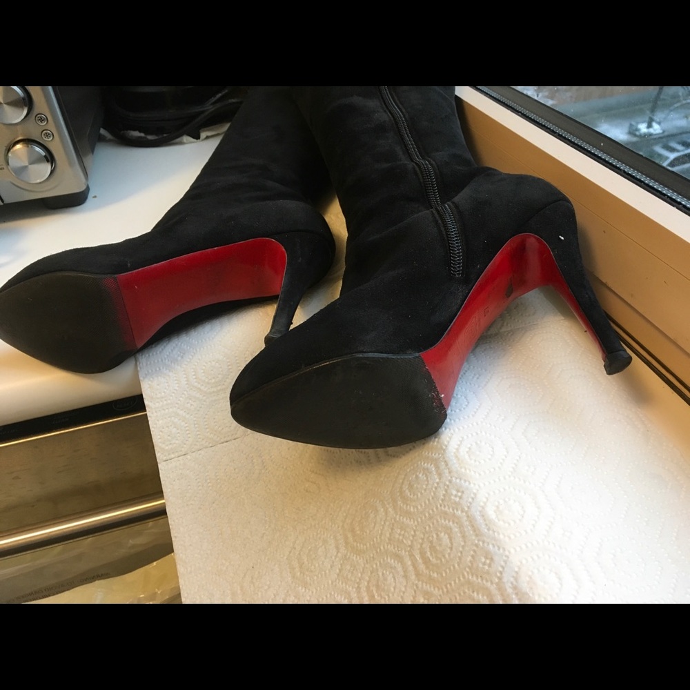 LOUBOUTIN Black Suede boots Sz 37 - Picture 7 of 8