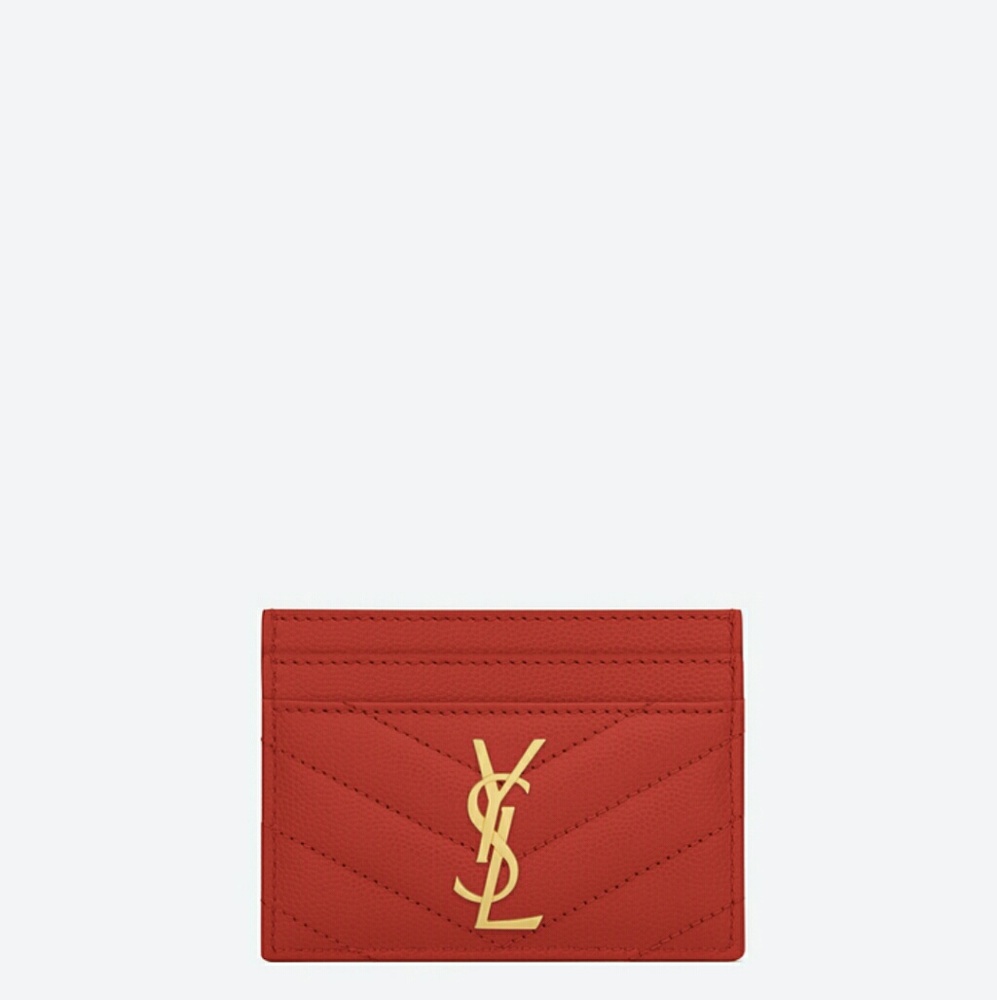 Saint Laurent Red Card Case with Gold Hardware - Picture 1 of 8