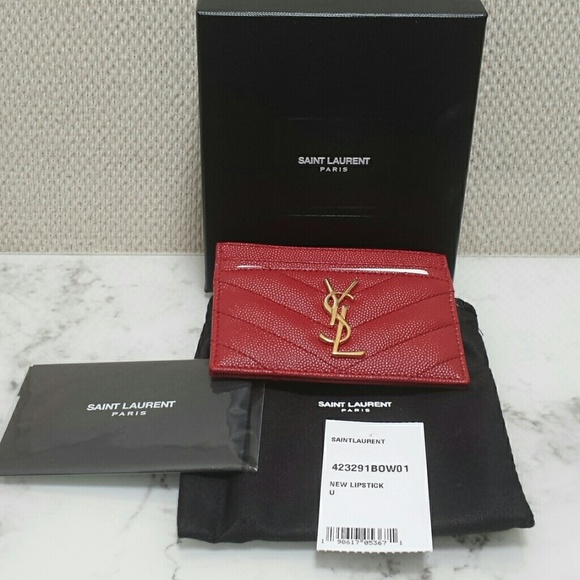 Saint Laurent Red Card Case with Gold Hardware - Picture 2 of 8