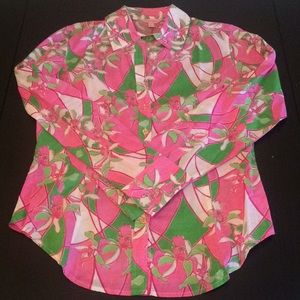 Lilly Pulitzer pink & green orchid button up