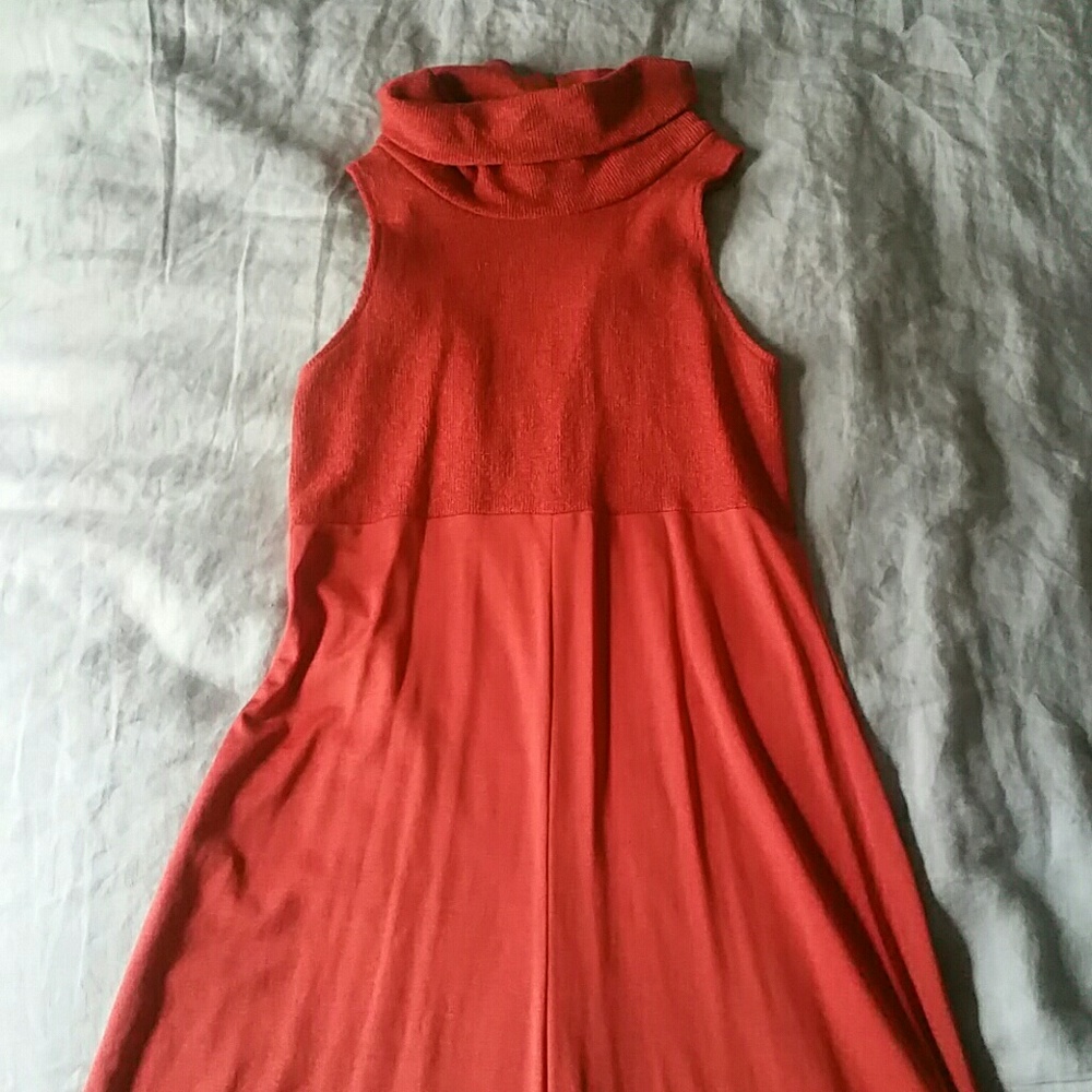 Vintage-Retro Burnt Orange Maxi Nylon Gown