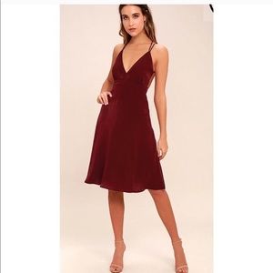 Lulu’s red wine strappy midi dress