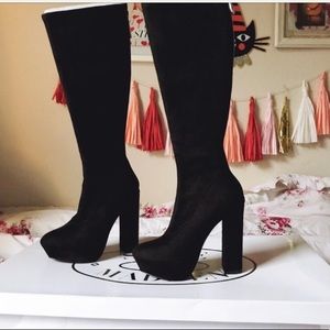 Steve Madden Black Arrin Platform Knee High Boots