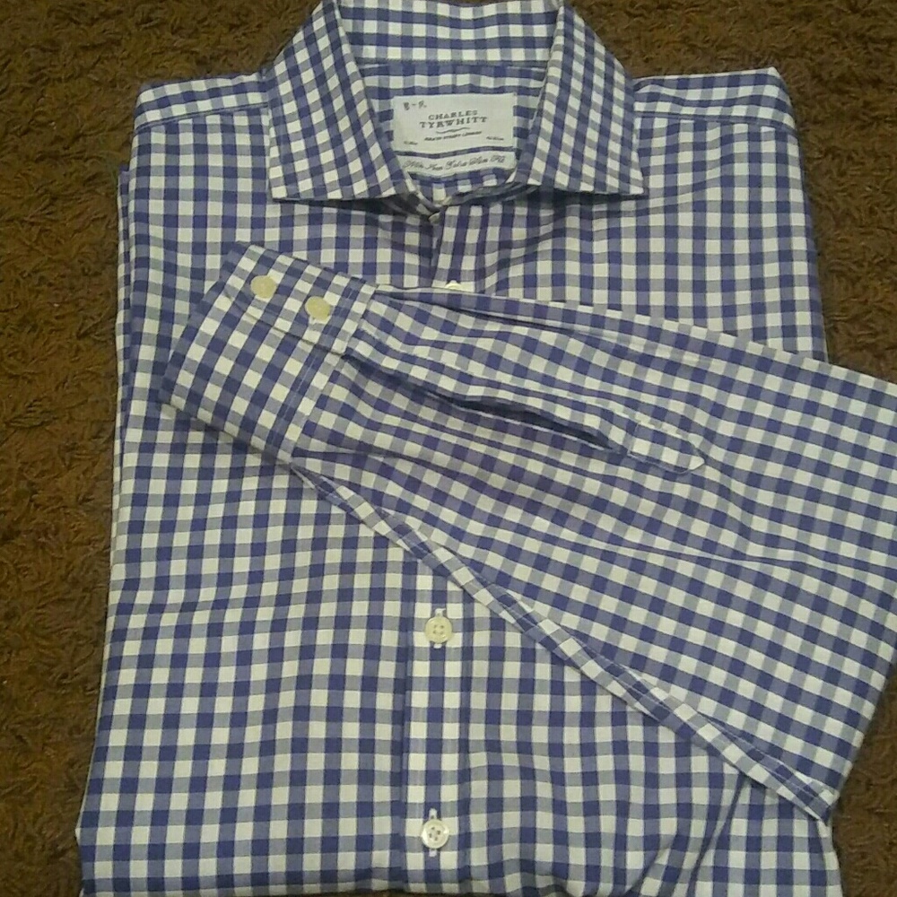 Charles Tyrwhitt Button Down Poplin Navy Shirt