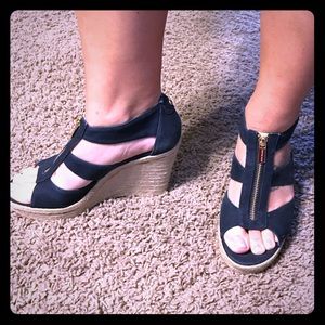 Navy blue Michael Kors wedges