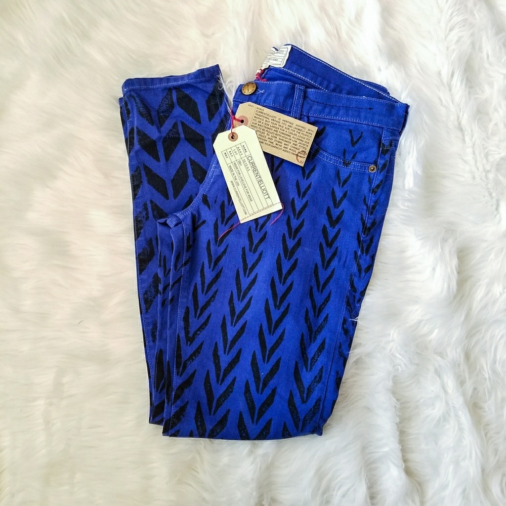 Current Elliot Colbalt Print Jeans