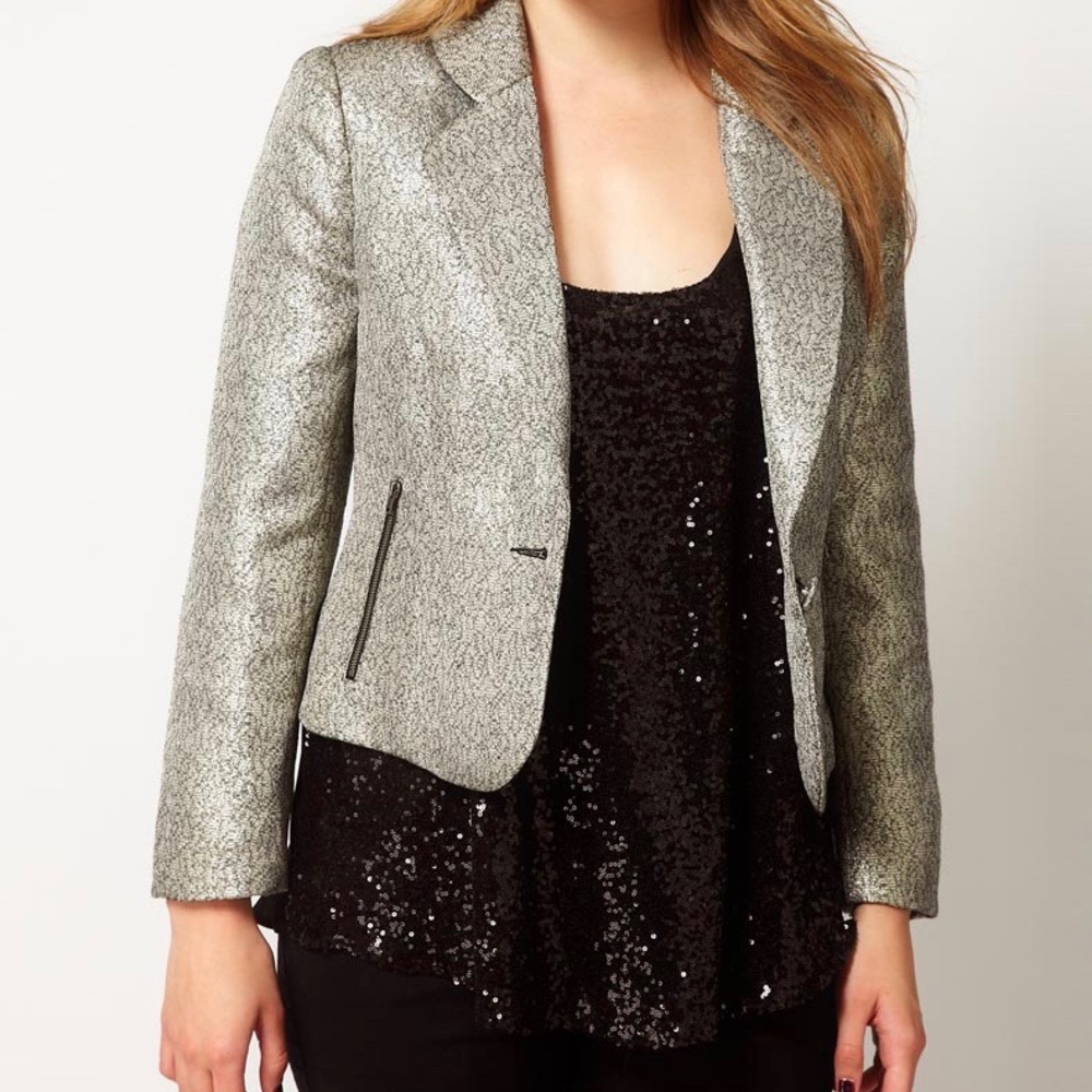 ASOS CURVE Blazer In Metallic Plus