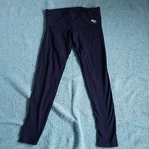 Navy blue Abercrombie & Fitch fold over leggings