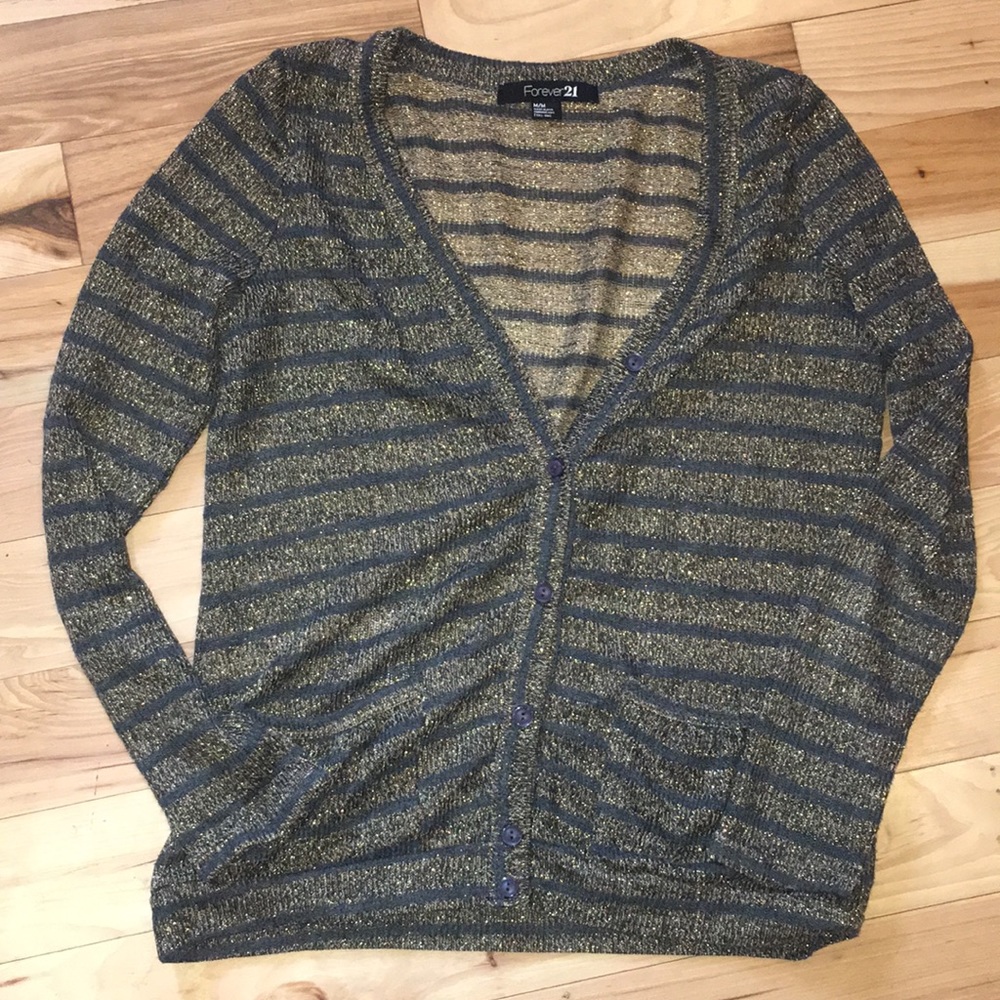 Forever 21 Gold & Green Cardigan