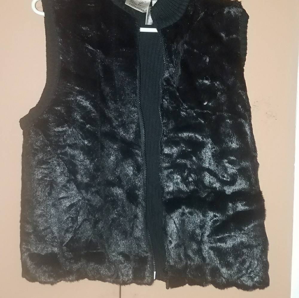 Kathie Lee Collection Black Fur Vest