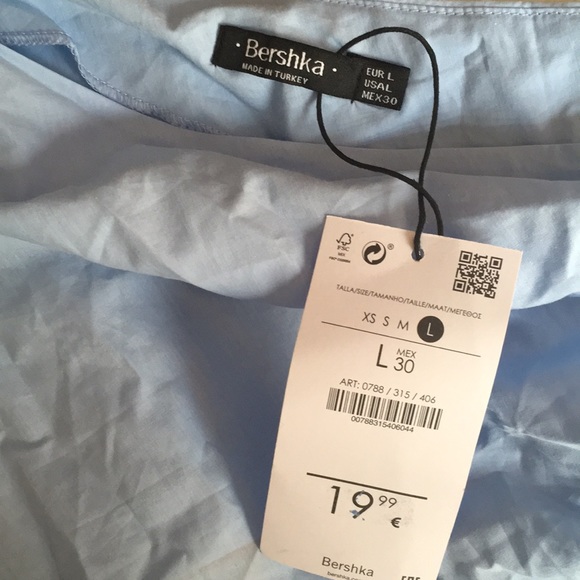 NWT Bershka Blue One Shoulder PUff Sleeve Top - Picture 5 of 7