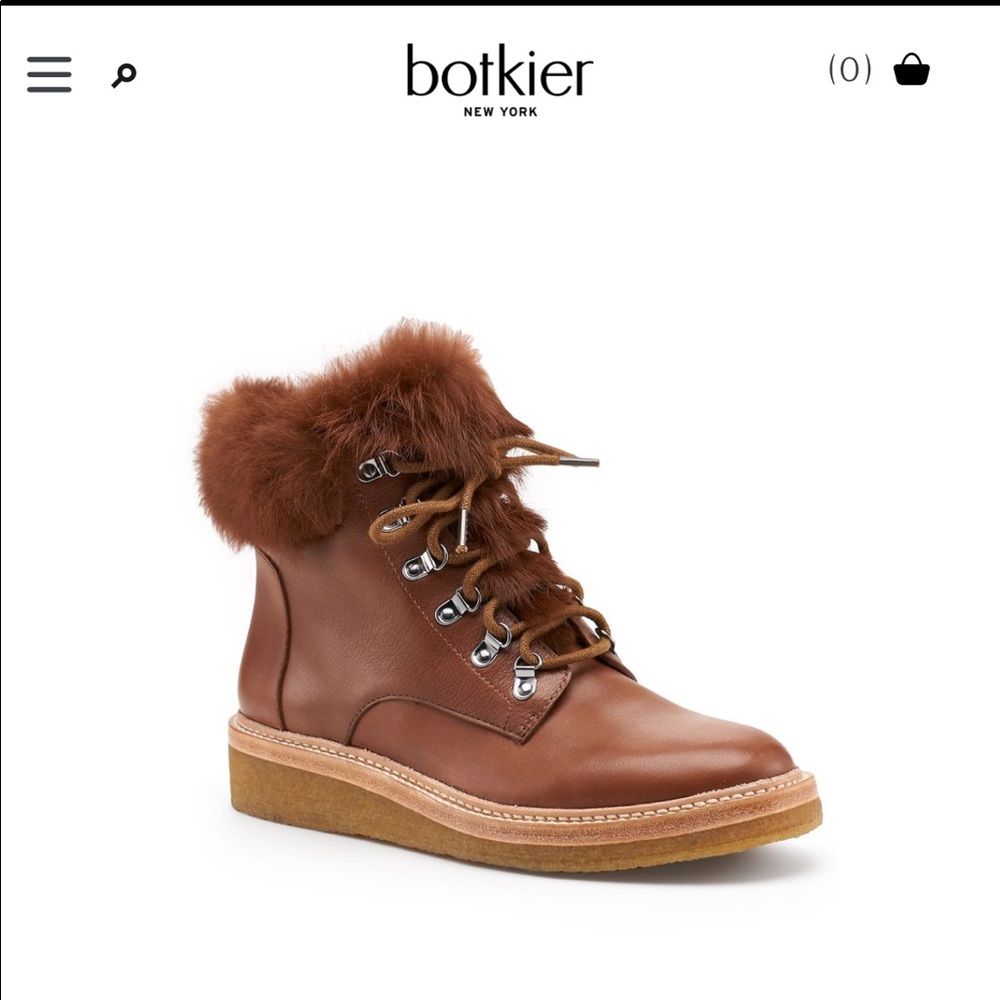 Botkier rabbit fur hiking boots 8.5 brown