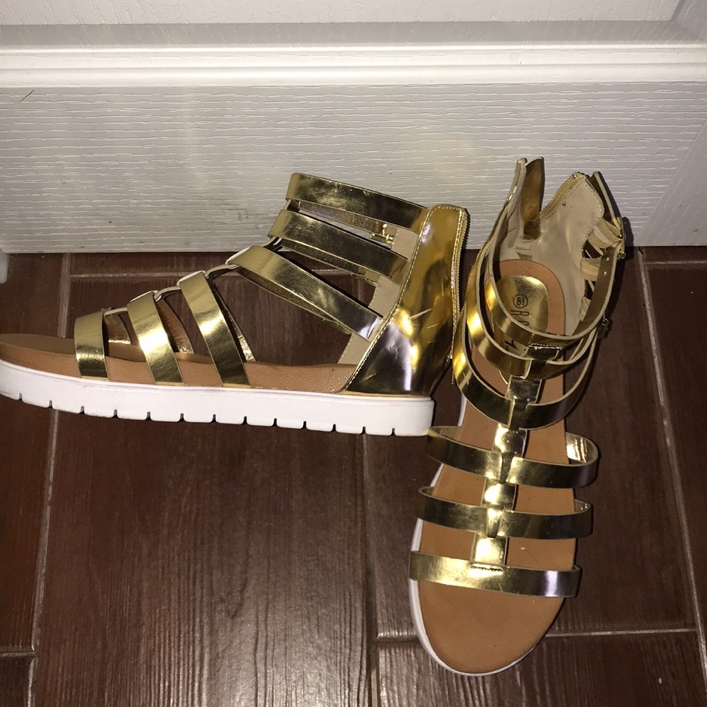 US 8 1/2 gold sandals