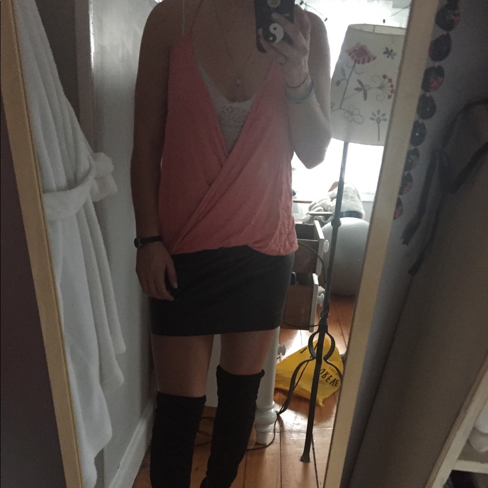 Urban Outfitters Plunge Neckline Orange Tank