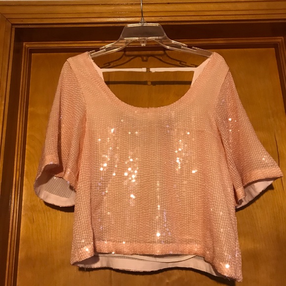 Free People Sequin Blouse in Blush S NWOT - Picture 7 of 7