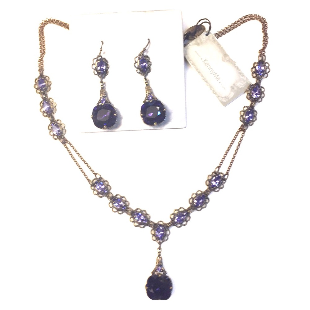 Purple stones earring and necklace set