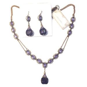 Purple stones earring and necklace set
