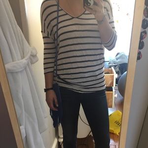 Navy & White Nordstrom Batwing Top