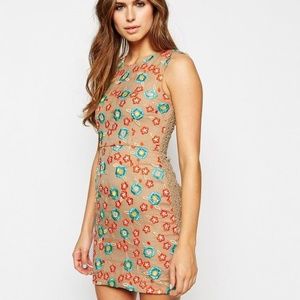 Needle & Thread Floral Applique Silk Dress Size 8