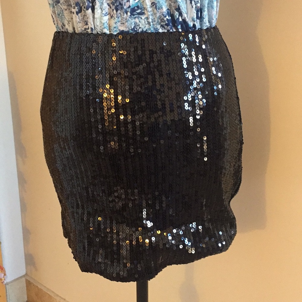 Black Sequin Pencil Skirt