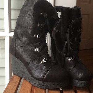 Black Fur Ankle Boots
