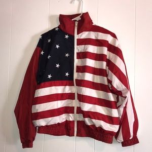 Vintage American Flag Windbreaker
