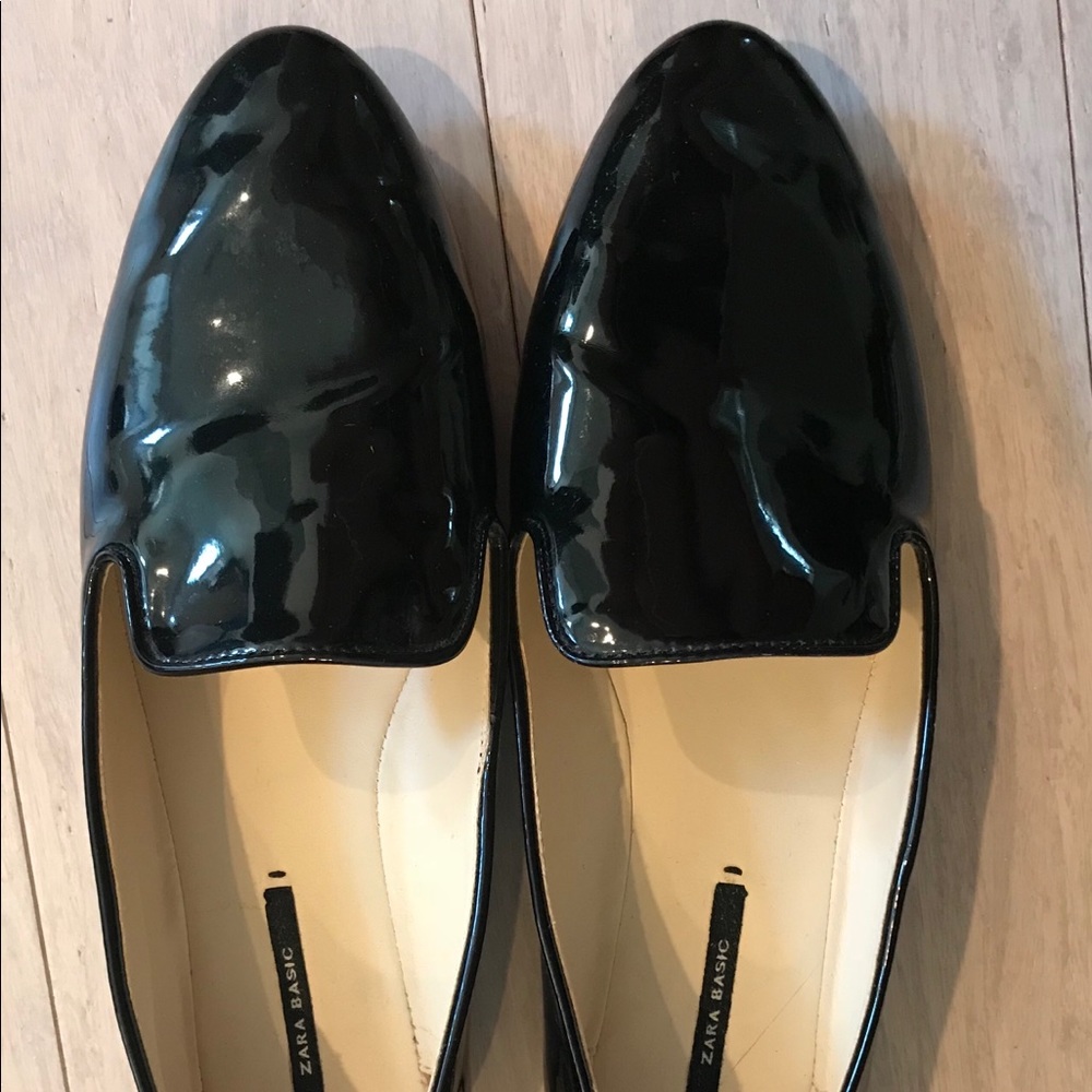 Zara patent leather flats with gold heel