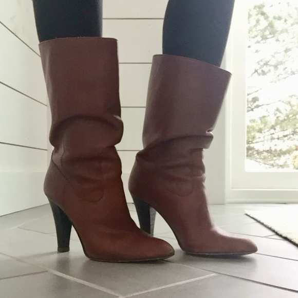 Coach Monika Leather Boots sz 7.5 legacy stripe - Picture 2 of 8